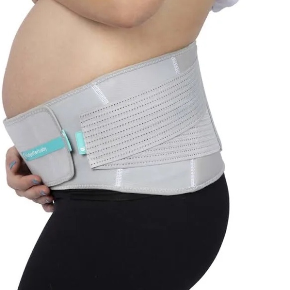 Body After Baby Niner Premium Pregnancy Support - Light Gray and Teal Size Large